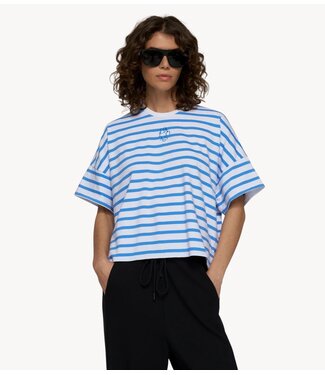 10DAYS Top wide tee stripes white/ultramarine