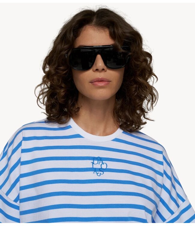 10DAYS Top wide tee stripes white/ultramarine