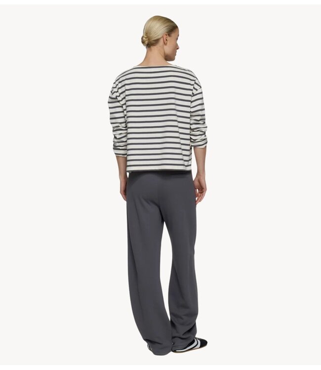 10DAYS Top boat neck top stripes ecru/steel blue