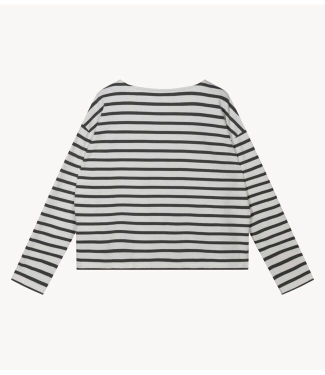 10DAYS Top boat neck top stripes ecru/steel blue