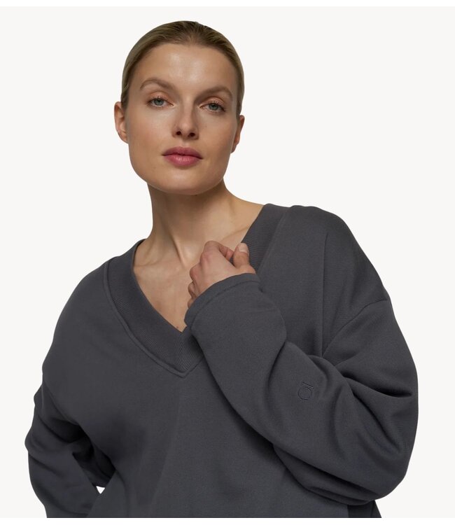 10DAYS Trui v-neck balloon sweater steel blue