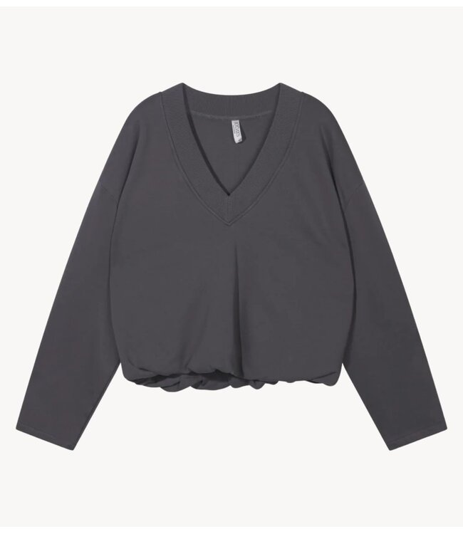 10DAYS Trui v-neck balloon sweater steel blue