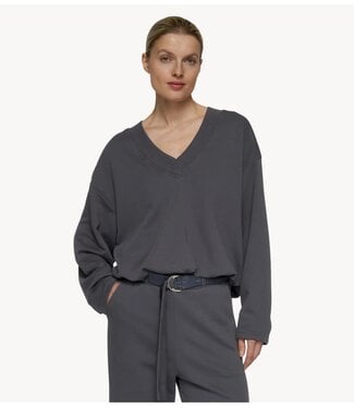 10DAYS Trui v-neck balloon sweater steel blue
