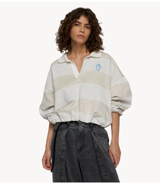 10DAYS Trui balloon sweater stripes soft white melee