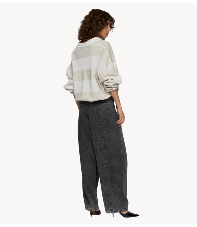 10DAYS Trui balloon sweater stripes soft white melee