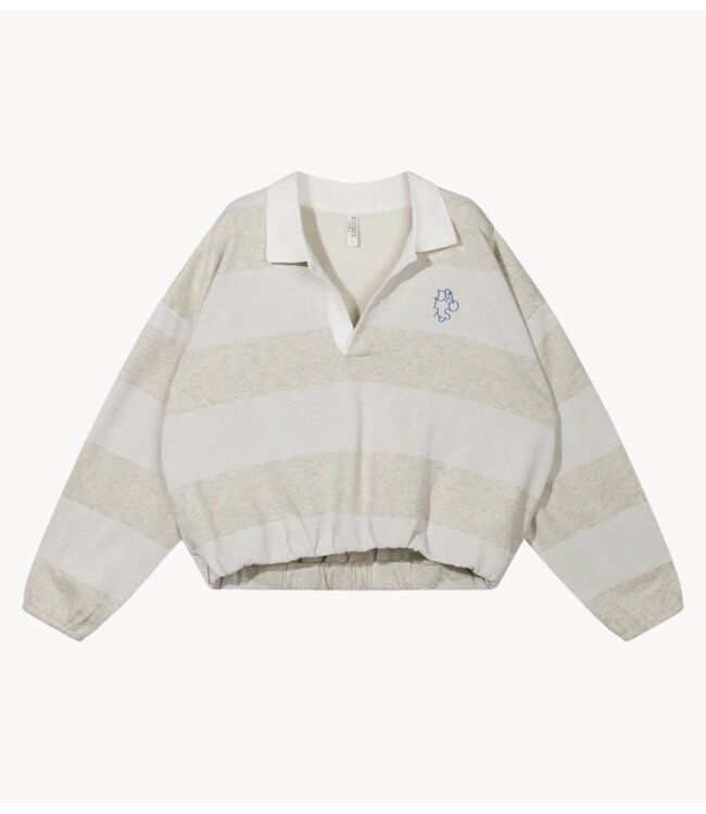 10DAYS Trui balloon sweater stripes soft white melee