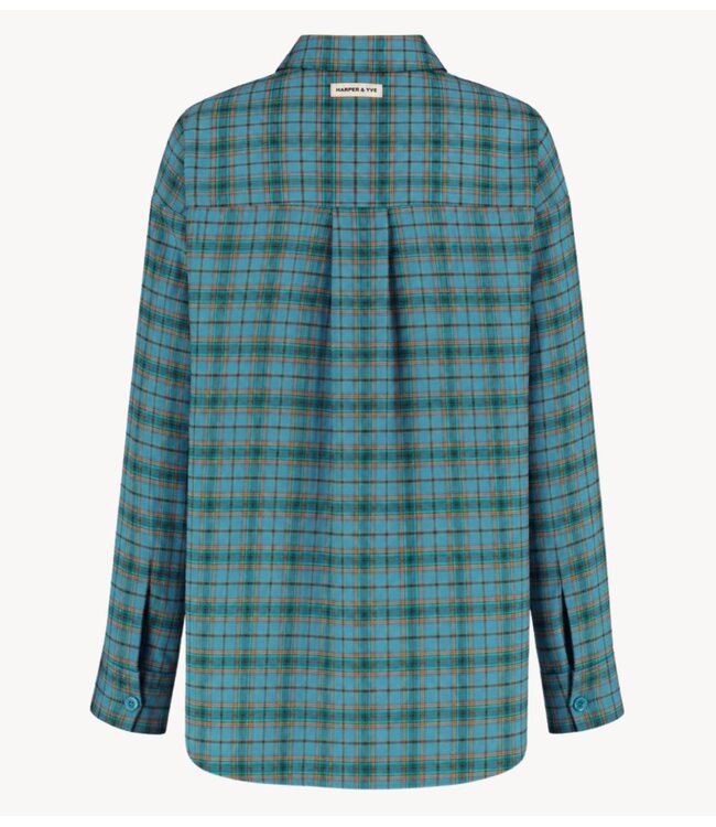 HARPER & YVE Blouse JELLA-LS TEAL BLUE CHECK
