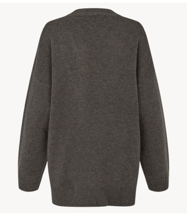 Second Female Vest Alpha Knit Monogram Cardigan Black Olive