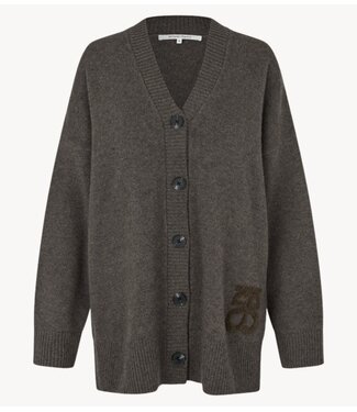 Second Female Vest Alpha Knit Monogram Cardigan Black Olive