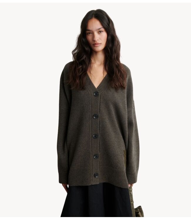 Second Female Vest Alpha Knit Monogram Cardigan Black Olive