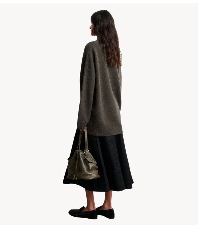 Second Female Vest Alpha Knit Monogram Cardigan Black Olive
