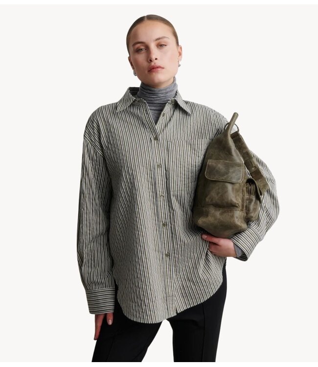 Second Female Blouse Vena Shirt Black Olive