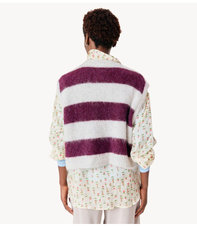 American Vintage Trui  spencer NIBY RAYURES CRANBERRY