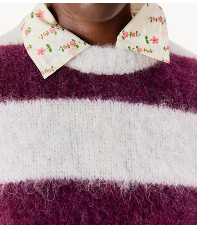 American Vintage Trui  spencer NIBY RAYURES CRANBERRY
