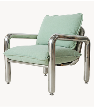 HKLIVING Fauteuil Chrome lounge armchair, canvas mint