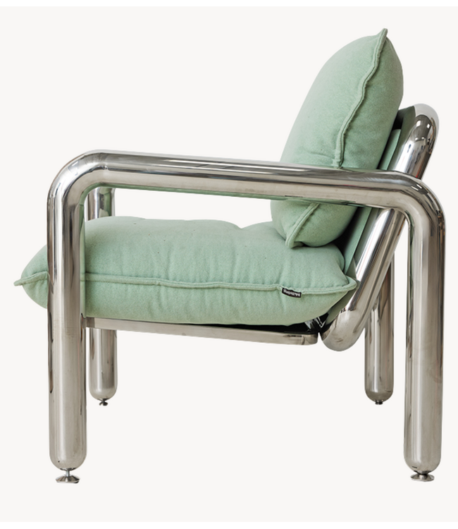 HKLIVING Fauteuil Chrome lounge armchair, canvas mint