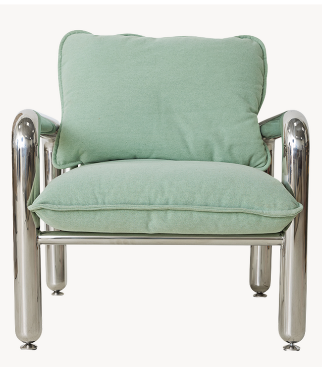 HKLIVING Fauteuil Chrome lounge armchair, canvas mint