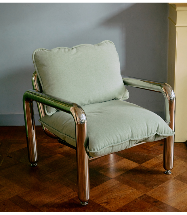 HKLIVING Fauteuil Chrome lounge armchair, canvas mint