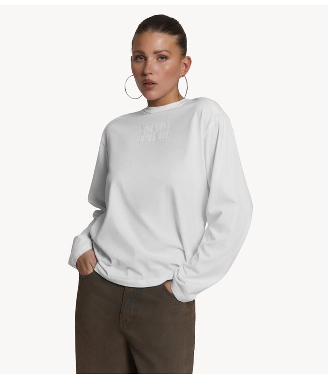 Refined Department Top ladies knitted longsleeve STITCH white