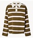 YAS Shirt YASISABELL LS POLO KNIT PULLOVER S. NOOS Fir Green W. Stripes