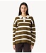 YAS Shirt YASISABELL LS POLO KNIT PULLOVER S. NOOS Fir Green W. Stripes