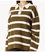 YAS Shirt YASISABELL LS POLO KNIT PULLOVER S. NOOS Fir Green W. Stripes