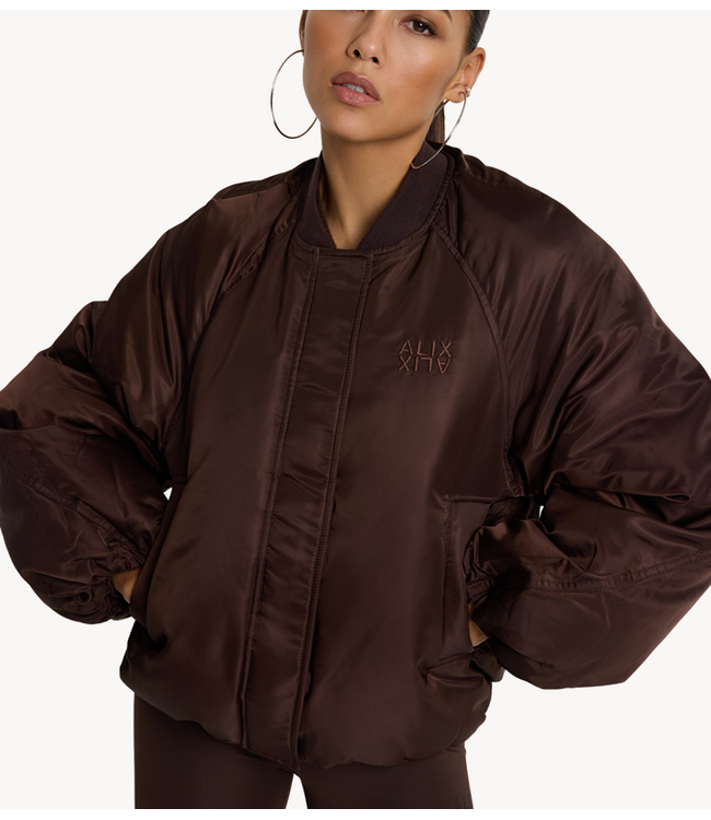 Alix The Label Jas ladies woven nylon jacket deep brown