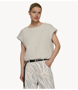 10DAYS Top balloon hairy knit top lurex ecru