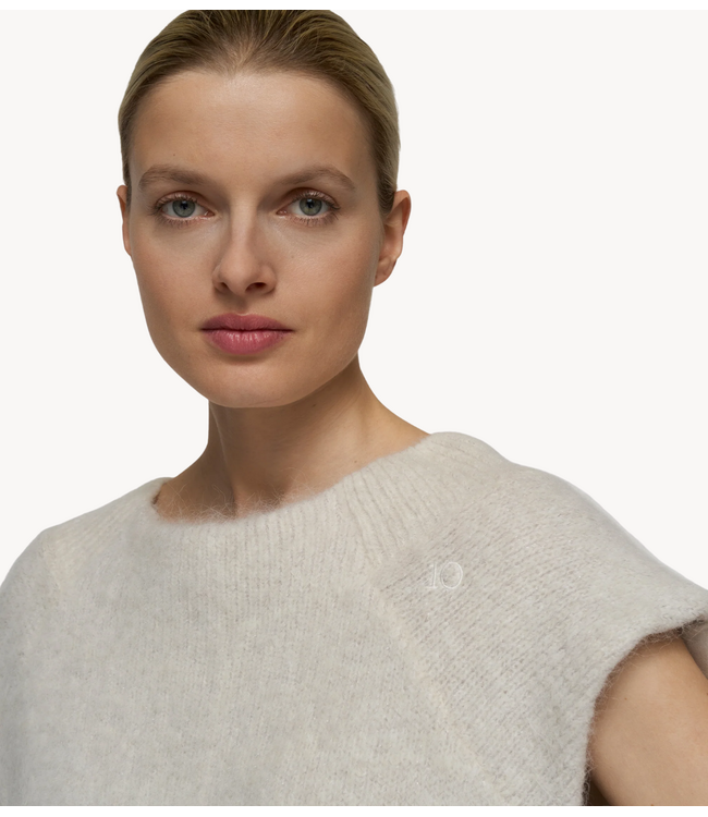 10DAYS Top balloon hairy knit top lurex ecru