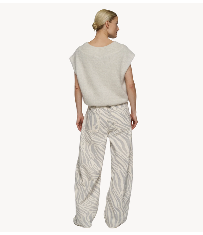 10DAYS Top balloon hairy knit top lurex ecru