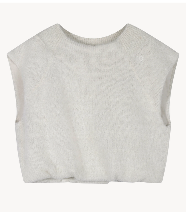 10DAYS Top balloon hairy knit top lurex ecru