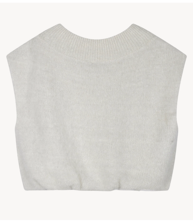 10DAYS Top balloon hairy knit top lurex ecru