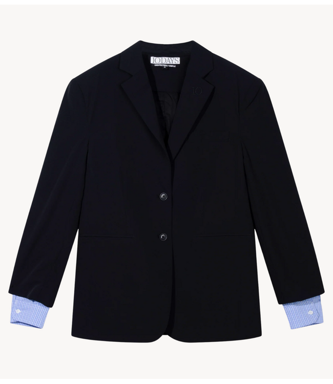 10DAYS Blazer double cuff travel blazer black