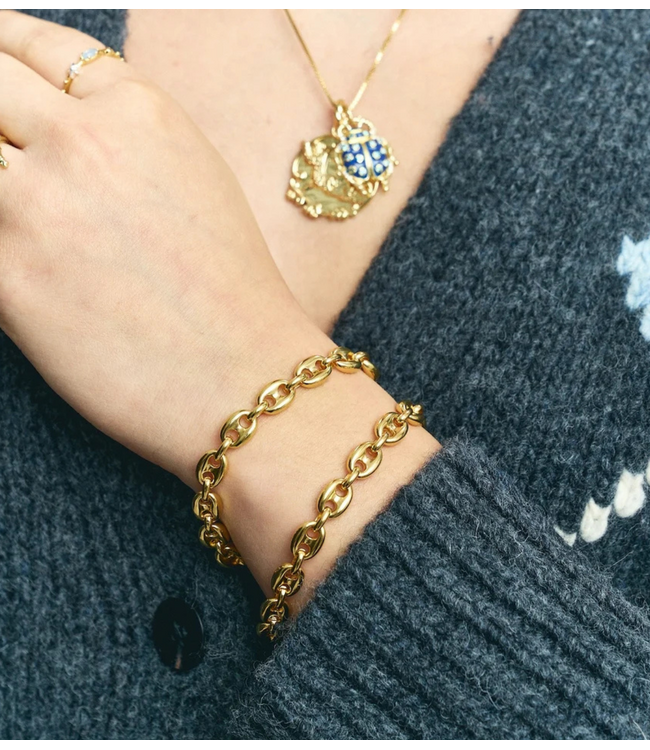 Anna+Nina Armband Chunky Coffee Bean Bracelet Gold Plated