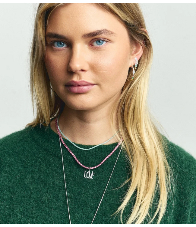 Anna+Nina Ketting Aquamarine Gemstone Necklace Gold Plated 40