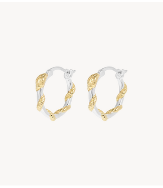 Anna+Nina Oorbel Small Twisting Serpent Hoop Earrings Gold Plated