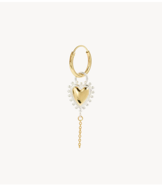 Anna+Nina Oorbel Single Bravery Heart Hoop Earring Gold Plated