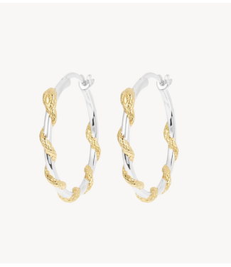 Anna+Nina Oorbel Big Twisting Serpent Hoop Earrings Gold Plated