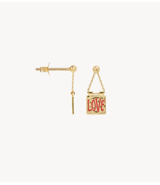 Anna+Nina Oorbel Single Love Note Stud Gold Plated