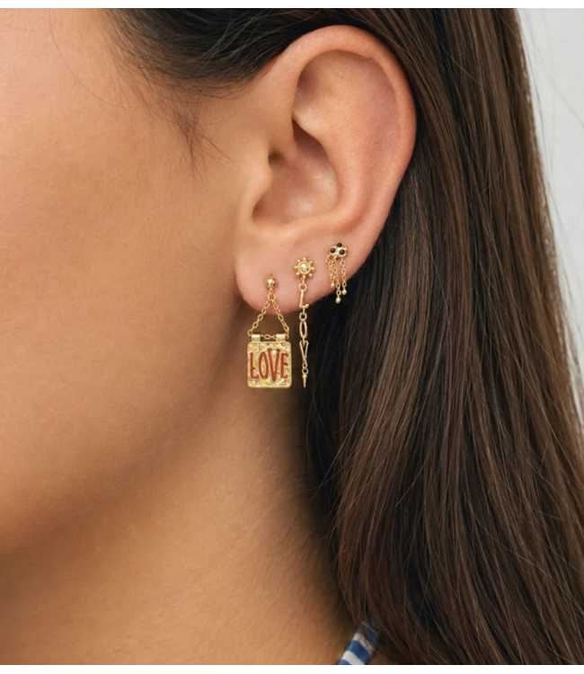 Anna+Nina Oorbel Single Love Note Stud Gold Plated