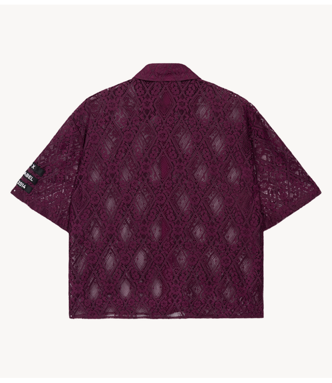 Alix The Label Blouse ladies woven lace shortsleeve blouse aubergine