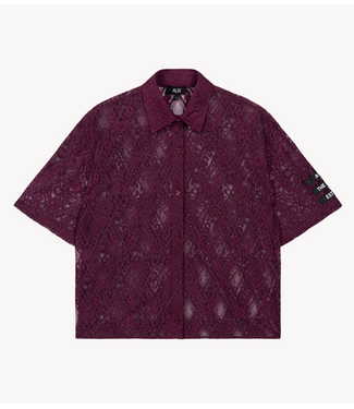 Alix The Label Blouse ladies woven lace shortsleeve blouse aubergine