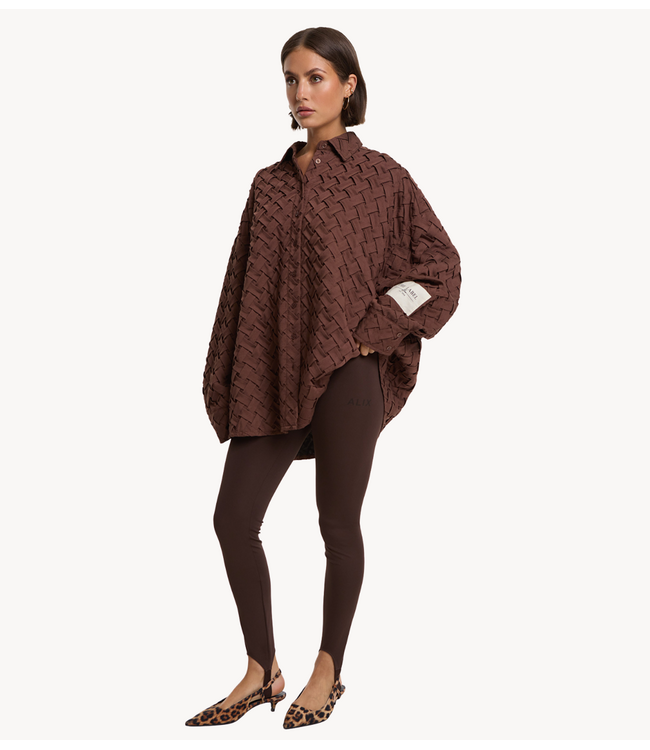 Alix The Label Blouse ladies woven pleated blouse warm brown