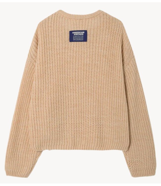 American Vintage Trui CYROW COL ROND BEIGE CLAIR CHINE