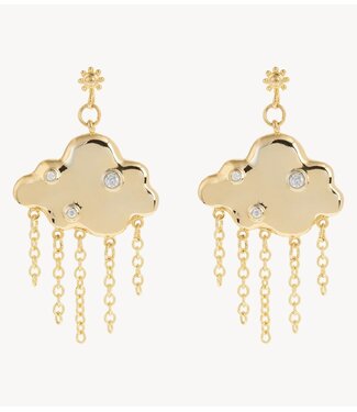 Anna+Nina Oorbel Head in the Clouds Stud Earrings Brass Gold Plated