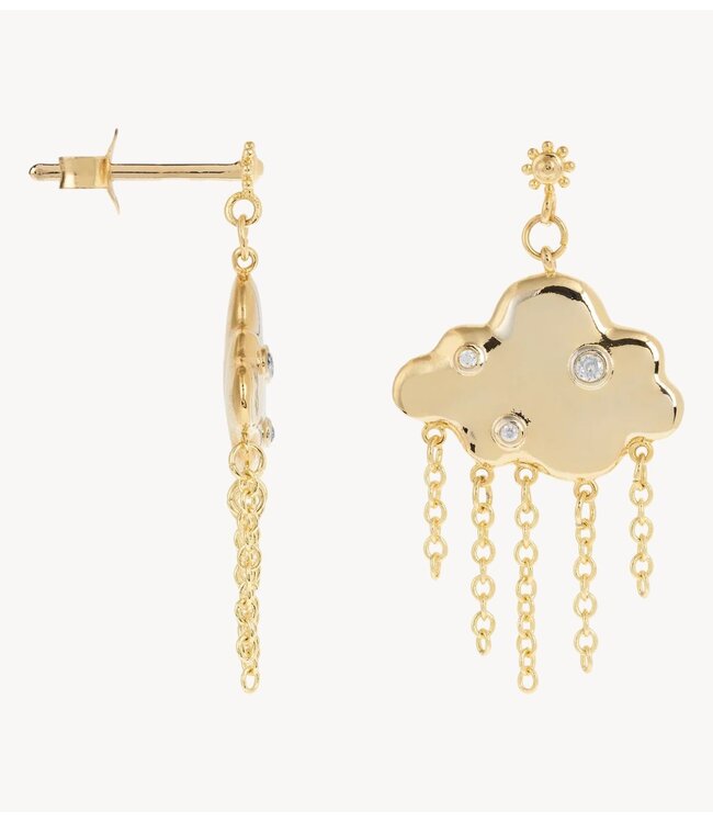 Anna+Nina Oorbel Head in the Clouds Stud Earrings Brass Gold Plated