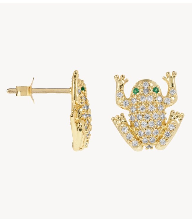 Anna+Nina Oorbel Enchanted Froggies Studs Gold Plated