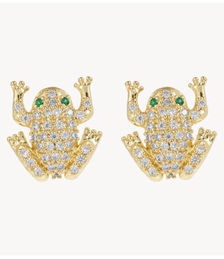 Anna+Nina Oorbel Enchanted Froggies Studs Gold Plated