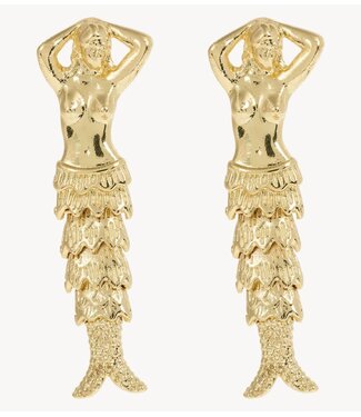 Anna+Nina Oorbel Mermaid Studs Gold Plated