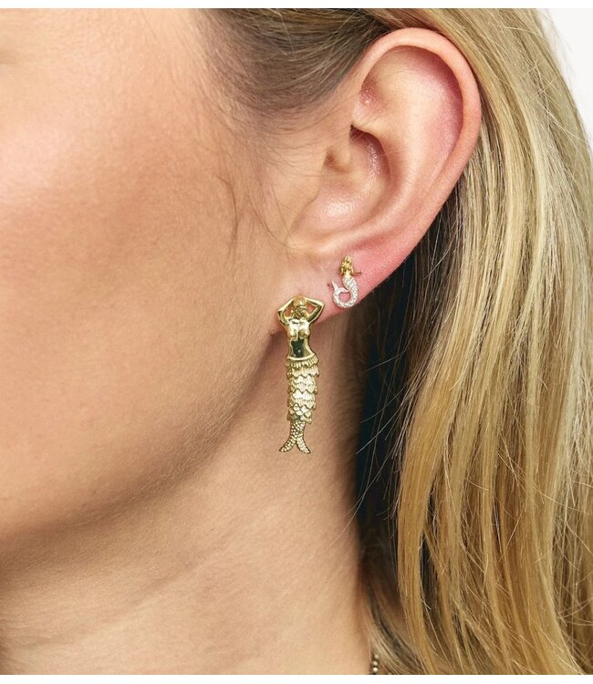Anna+Nina Oorbel Mermaid Studs Gold Plated